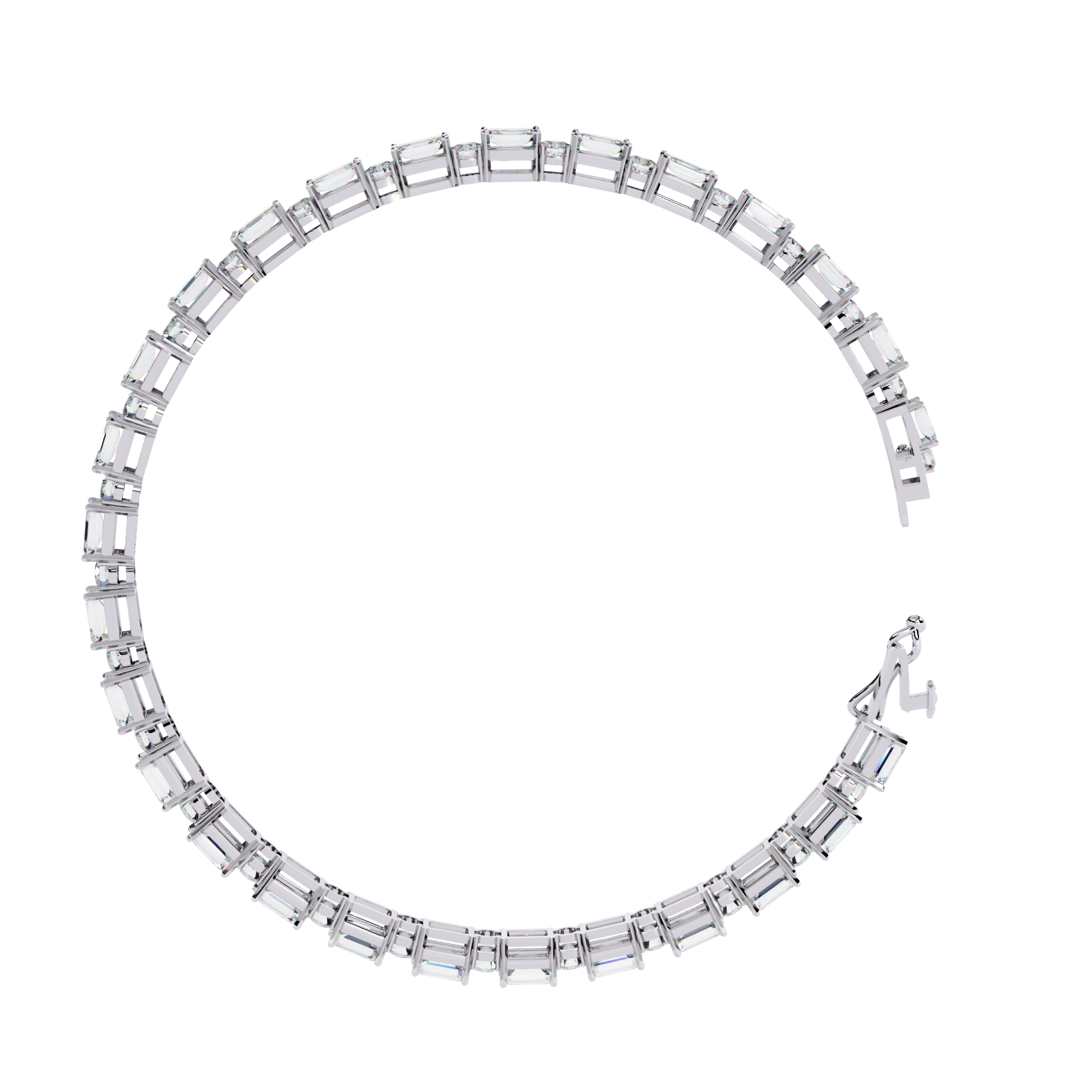 Solitairekart 5.1ct Emerald and Round Natural Diamond Bracelet-HI Color, VS-SI Clarity